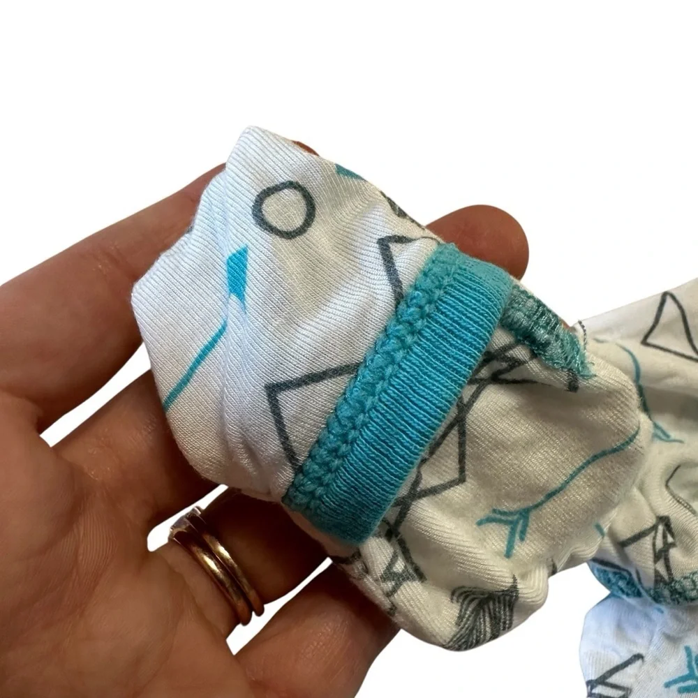 Kickee Pants Blue Feather Arrow Print Kimono Long Sleeve Onesie Size 0-3 Months